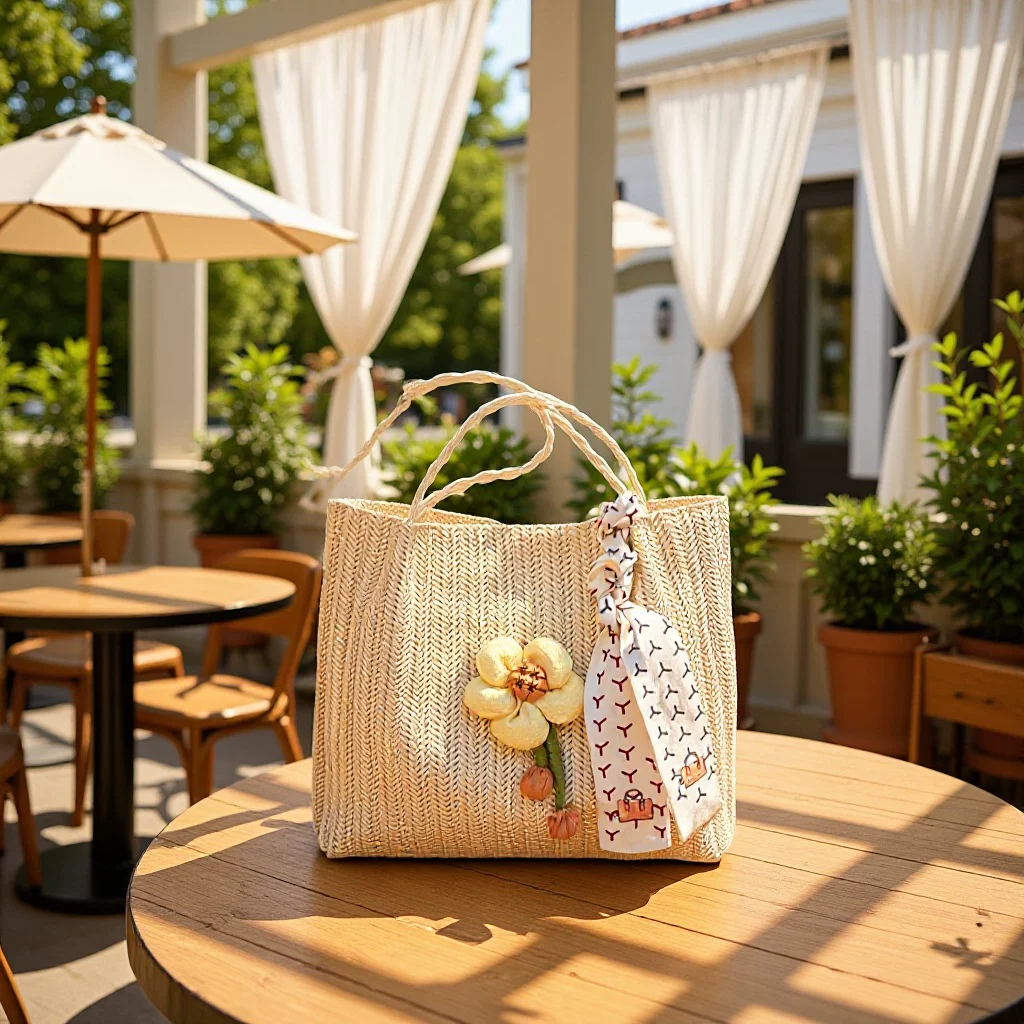 Straw Floral Bag Large