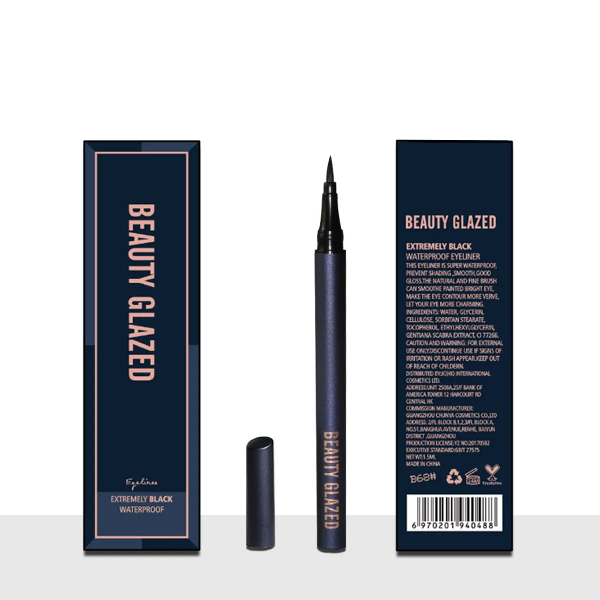 Beauty Glazed Extremely Black Waterproof Eyeliner