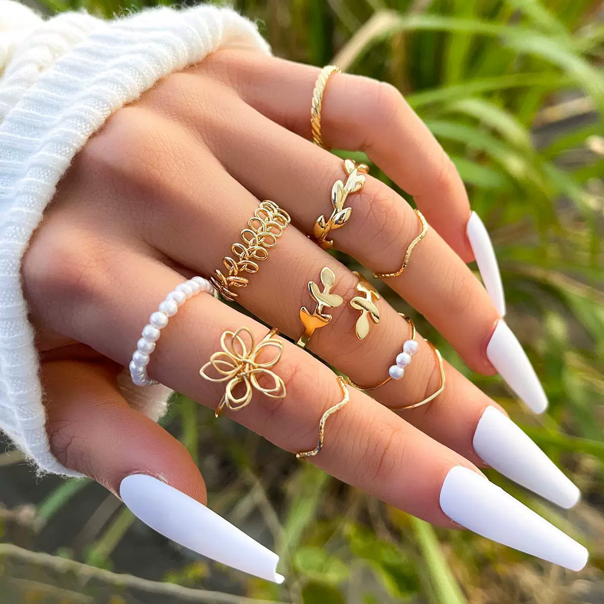 Finger Ring Set Flower